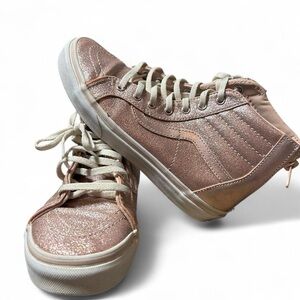 ✨Pink Sparkly Vans High Tops – Kids Size 4 – Shimmer & Style!